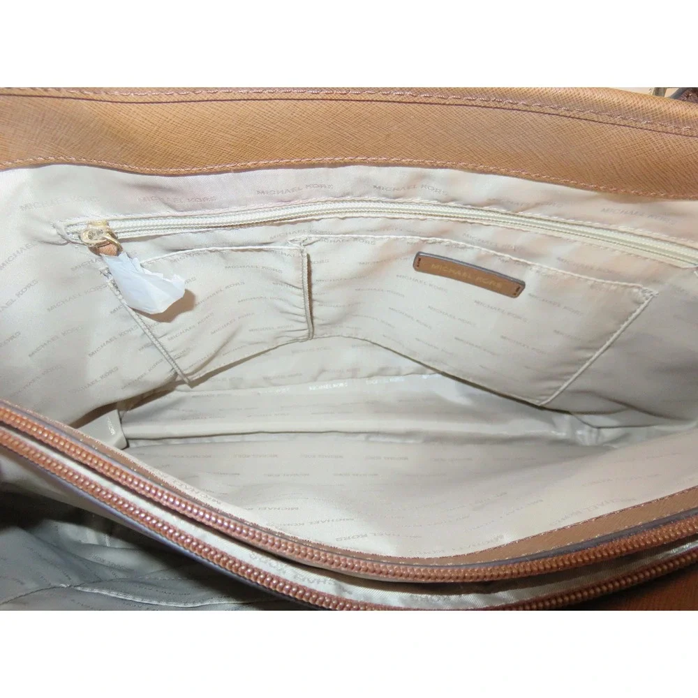 Michael‎ Kors Jet Set Travel Large Tote Acorn Saffiano Leather Brown Bag - Picture 5 of 9